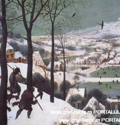 “Vanatori in zapada”, Bruegel, reproducere fotografica de inalta rezolutie