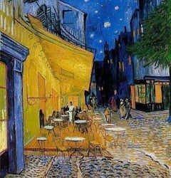 “Terasa cafenelei din Arles noaptea”, pictura de Vincent van Gogh (reproducere ulei pe panza)